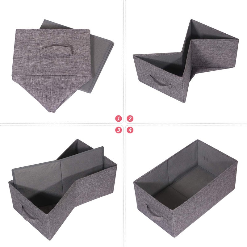TENABORT Set of 3 Closet Organizer Bins with Handle, Fabric Foldable Storage Baskets Cloth Box Containers for Shelves Home Office Clothes Clothing Large - Image 3